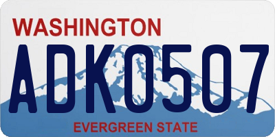 WA license plate ADK0507