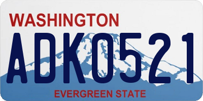 WA license plate ADK0521