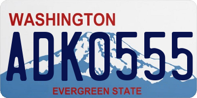 WA license plate ADK0555