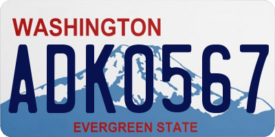 WA license plate ADK0567