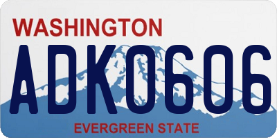 WA license plate ADK0606