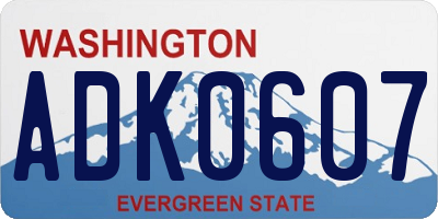WA license plate ADK0607