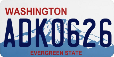 WA license plate ADK0626