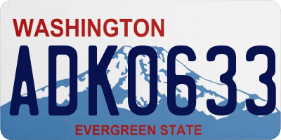 WA license plate ADK0633