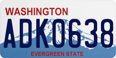 WA license plate ADK0638