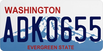 WA license plate ADK0655