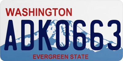 WA license plate ADK0663