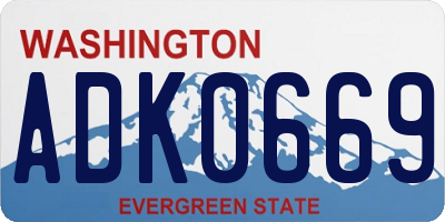 WA license plate ADK0669