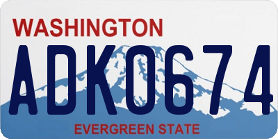 WA license plate ADK0674