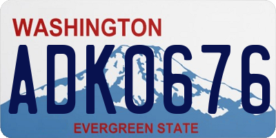 WA license plate ADK0676