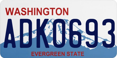 WA license plate ADK0693