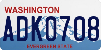 WA license plate ADK0708