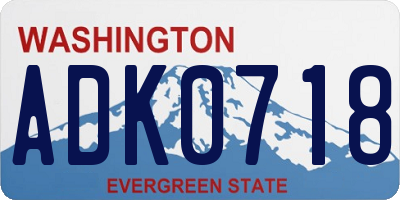 WA license plate ADK0718