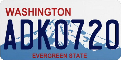 WA license plate ADK0720