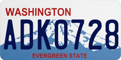 WA license plate ADK0728