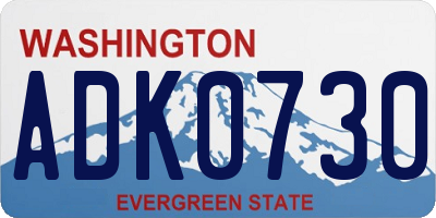 WA license plate ADK0730