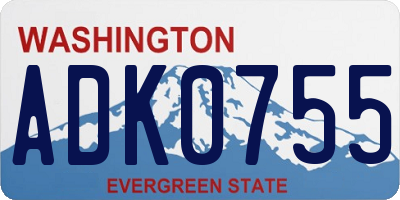WA license plate ADK0755