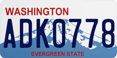 WA license plate ADK0778