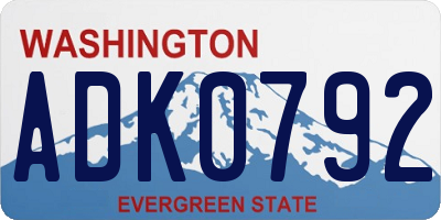 WA license plate ADK0792