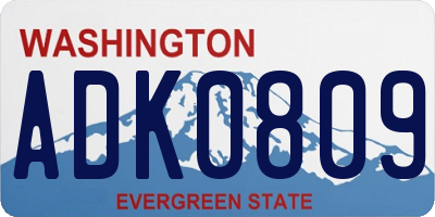 WA license plate ADK0809