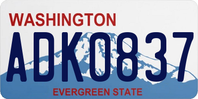 WA license plate ADK0837