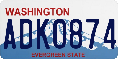 WA license plate ADK0874