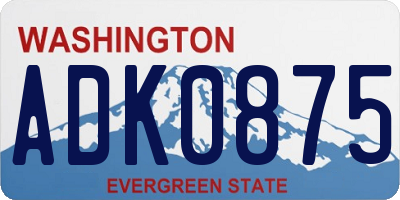 WA license plate ADK0875
