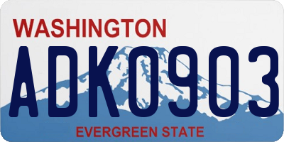 WA license plate ADK0903