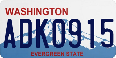 WA license plate ADK0915