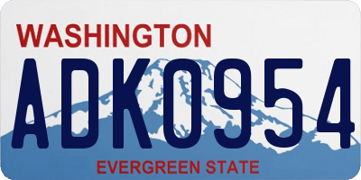 WA license plate ADK0954