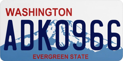 WA license plate ADK0966