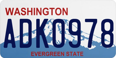 WA license plate ADK0978