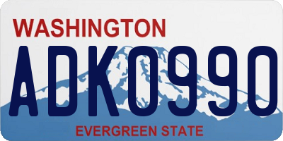 WA license plate ADK0990