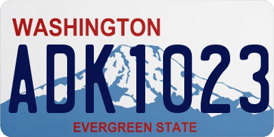 WA license plate ADK1023