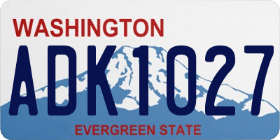 WA license plate ADK1027