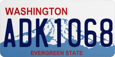 WA license plate ADK1068