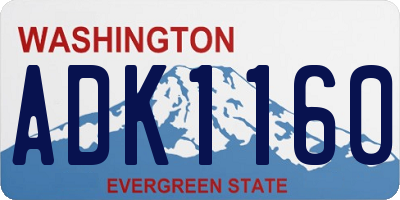 WA license plate ADK1160