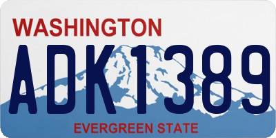 WA license plate ADK1389