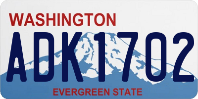 WA license plate ADK1702