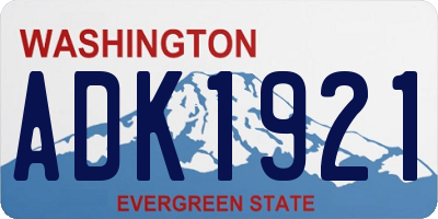 WA license plate ADK1921