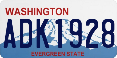 WA license plate ADK1928