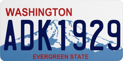 WA license plate ADK1929