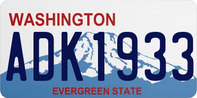 WA license plate ADK1933