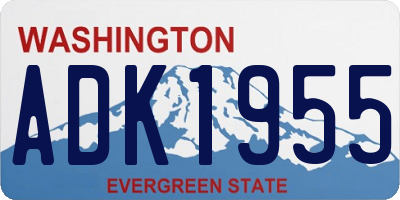 WA license plate ADK1955