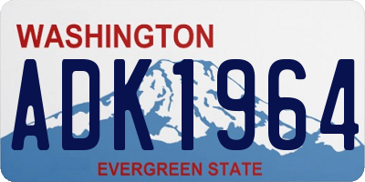 WA license plate ADK1964