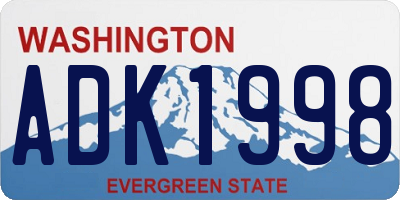 WA license plate ADK1998
