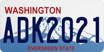 WA license plate ADK2021