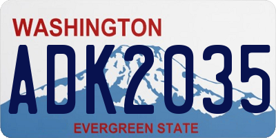 WA license plate ADK2035