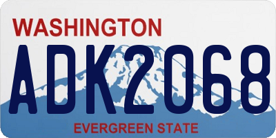 WA license plate ADK2068