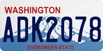 WA license plate ADK2078